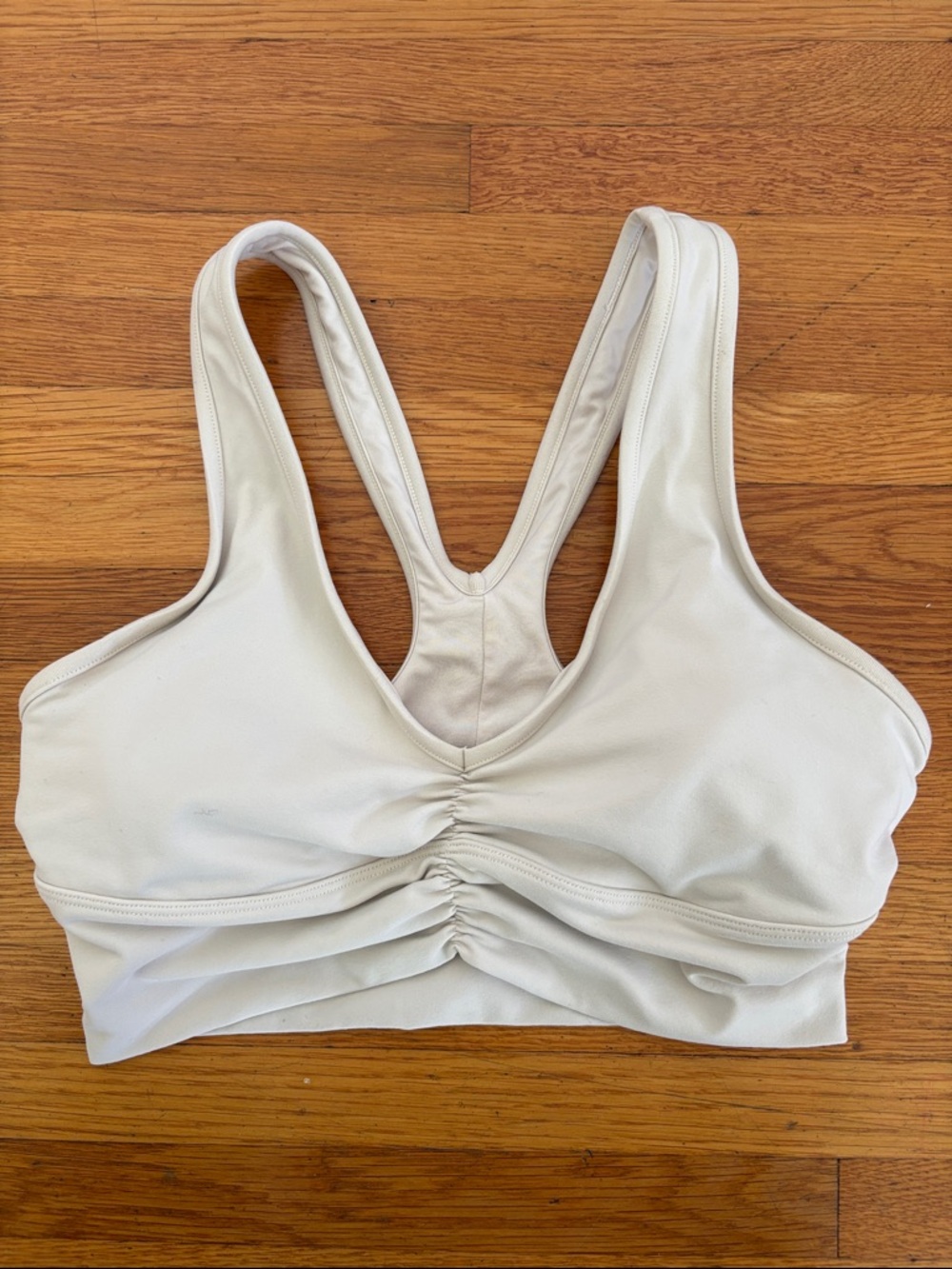 ALO Yoga Ruched Racerback Sports Bra in Ivory
